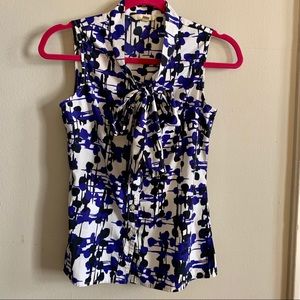 Banana Republic Sleeveless Tie Neck Work Blouse